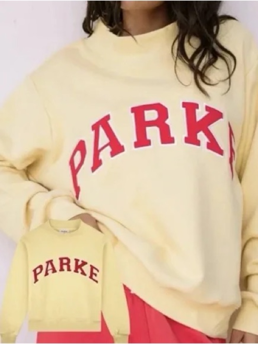 Parke Yellow and pink mockneck with Logo
